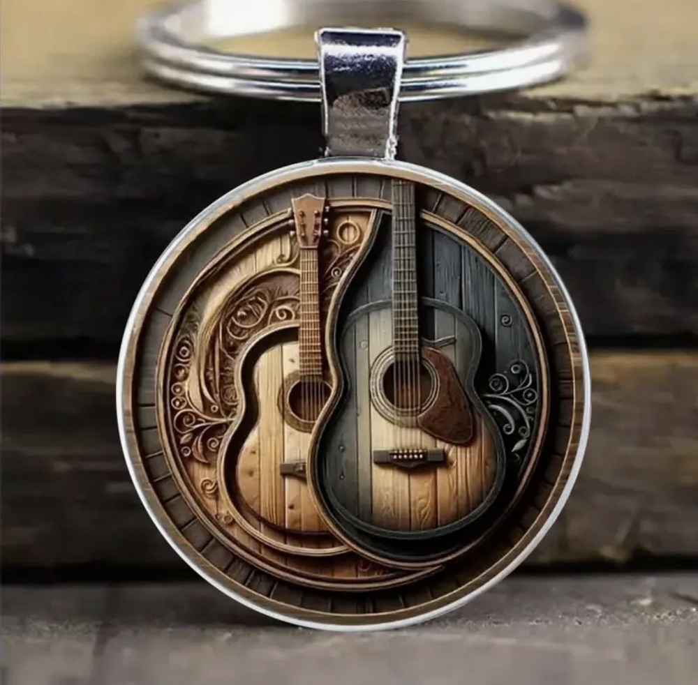 3/$25 Acoustic Guitar Music Keychain NEW